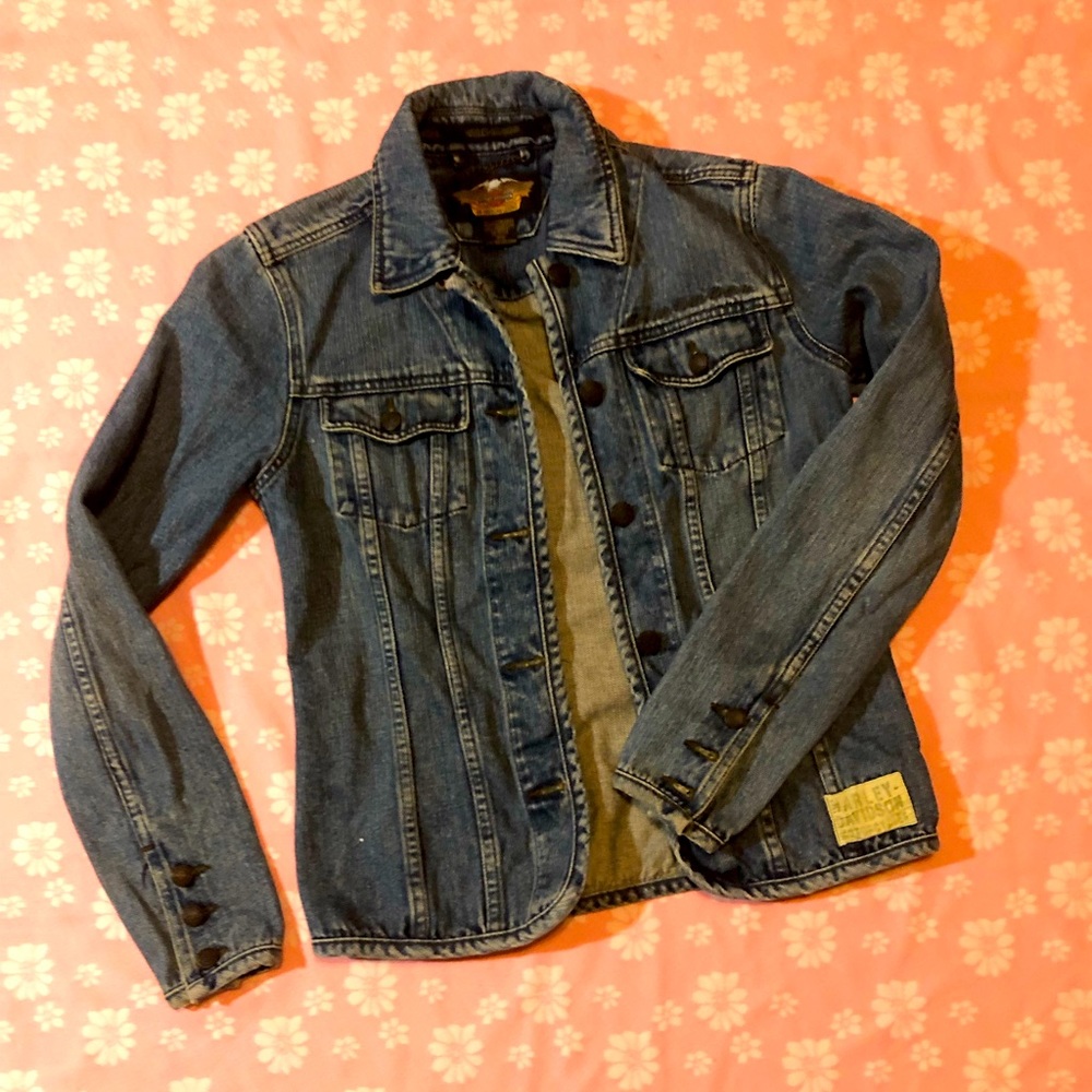 Vintage Harley Davidson Denim Jacket Size XS